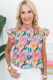 Floral Printed Pullover Chiffon Shirt Women's Fashionable Colorblock Ruffled Sleeveless Top
