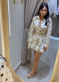 Sexy Polka Dot Print Mini Lace-Up Bubble Skirt Two-Piece Set