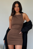 Spring And Summer New All-Match Solid Color One-Step Skirt Hip Dress