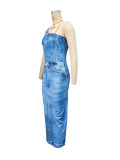 Sexy Skinny Denim Print Sleeveless Dress