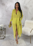 Sexy See-through Solid Color Chiffon Long Shirt and Shorts Beach Two-piece Suit