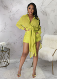 Sexy See-through Solid Color Chiffon Long Shirt and Shorts Beach Two-piece Suit