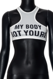 White Fashion Sexy Letter Print Sports T-Shirt For Women Sleeveless U-Neck Vest