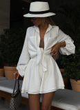 2025 Spring and Summer New Temperament Solid Color Puff Sleeve Shirt Wide Leg Shorts Set