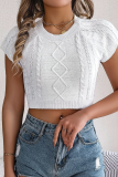 Solid Color Short-Sleeved Knitted Sweater Holiday Short Navel Top