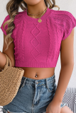 Solid Color Short-Sleeved Knitted Sweater Holiday Short Navel Top