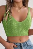 Casual V-Neck Hollow Knitted Holiday Top