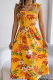 Flower Tie Waist Suspender Dress Holiday Beach Long Dress