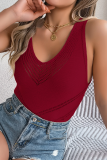 Casual V-Neck Hollow Knitted Holiday Top