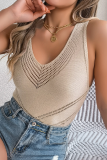 Casual V-Neck Hollow Knitted Holiday Top