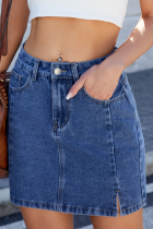 New Fashion Slit Denim Bag Hip Skirt Miniskirt