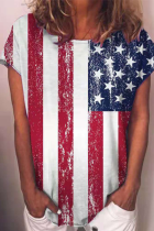 Fashion Personality O-Neck Printed Short-Sleeved T-Shirt