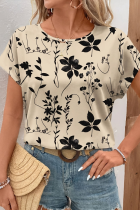Simple Vintage Floral Pattern Round Neck Women's Top