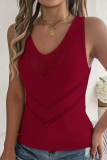Casual V-Neck Hollow Knitted Holiday Top