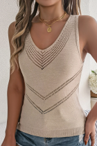 Casual V-Neck Hollow Knitted Holiday Top