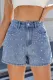 Washed Beaded Denim Shorts For Women
