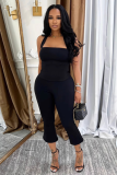 Solid Color Fashionable Women'S Backless Halter Neck Camisole Two Piece Set