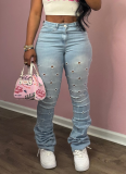 New Style Ripped Washed Distressed Stretch Layered Jeans