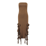 Solid Color Sexy Hot Girl Tube Top Jellyfish Lace Dress