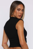 Summer Half-High Collar Solid Color Slim Sleeveless Hot Girl Style Versatile Vest