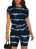 Casual Commuter Pants Round Neck Pin Short Sleeve Set
