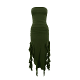Solid Color Sexy Hot Girl Tube Top Jellyfish Lace Dress