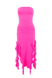 Solid Color Sexy Hot Girl Tube Top Jellyfish Lace Dress