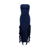 Solid Color Sexy Hot Girl Tube Top Jellyfish Lace Dress