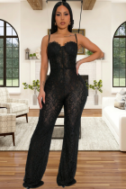 Fashion Women'S Sexy Slim Lace Hollow Suspender Jumpsuit