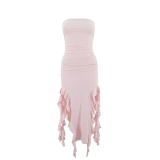 Solid Color Sexy Hot Girl Tube Top Jellyfish Lace Dress