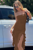 Solid Color Sexy Hot Girl Tube Top Jellyfish Lace Dress