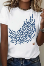 Printed Round Neck Top Comfortable Casual T-Shirt For Women