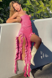 Solid Color Sexy Hot Girl Tube Top Jellyfish Lace Dress