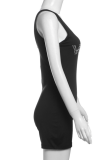 Fashionable And Sexy Letter Hot Diamond Casual Sling Slim Jumpsuit