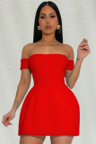 Fashion Women'S Sexy Solid Color Slim Strapless Dress