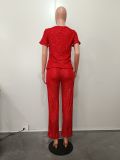 New Sequin Solid Color Short-sleeved Trousers Two-piece Suit