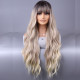 New Women's Wig Natural Middle Part Long Brown Wavy High Temperature Fiber Wig