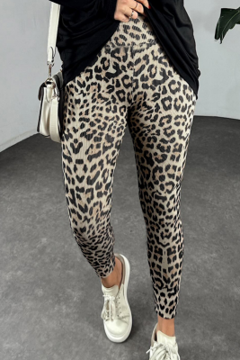 Comfortable High Waist Soft Leopard Print High Elastic Home Trousers