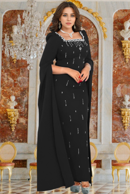 Fashionable Women'S Dress With Split Back Cape Sleeves And Diamond Elegant Dress
