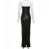 Sexy Backless Slim Fit Slit Tube Top Dress