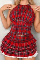 Sexy Hollow Tie With Backless Slim Fit Top With Lotus Leaf Zipper Short Skirt Two Piece Set