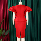 Fashionable and Elegant Ruffled Hip-hugging Dress