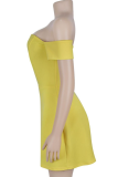 Fashion Women'S Sexy Solid Color Slim Strapless Dress