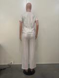 New Sequin Solid Color Short-sleeved Trousers Two-piece Suit