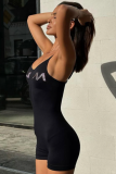 Fashionable And Sexy Letter Hot Diamond Casual Sling Slim Jumpsuit