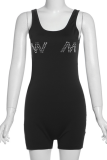 Fashionable And Sexy Letter Hot Diamond Casual Sling Slim Jumpsuit