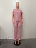 New Sequin Solid Color Short-sleeved Trousers Two-piece Suit