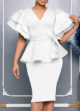 Fashionable and Elegant Ruffled Hip-hugging Dress