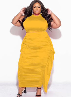 Sexy Tight Tassel Sleeveless Plus Size Skirt Suit