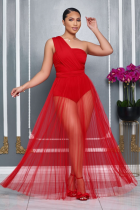 Fashionable Women'S Clothing, Sexy, Multiple Ways To Wear, Slim Mesh Long Skirt, Two-Piece Suit
